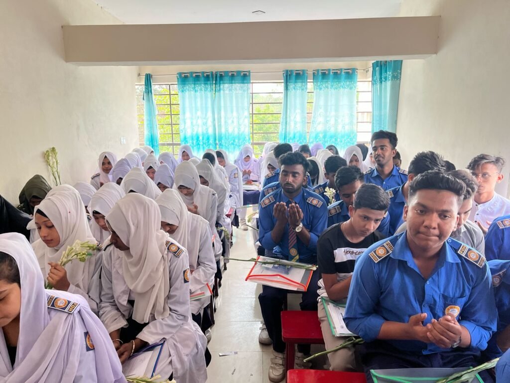 At the farewell moment, prayers are offered in the classroom to Almighty Allah