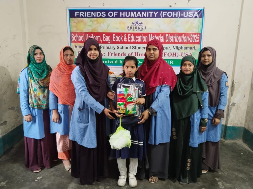 Uniforms, bags, books, and essential educational materials among the students of FOH Primary School in Rangpur - 2025