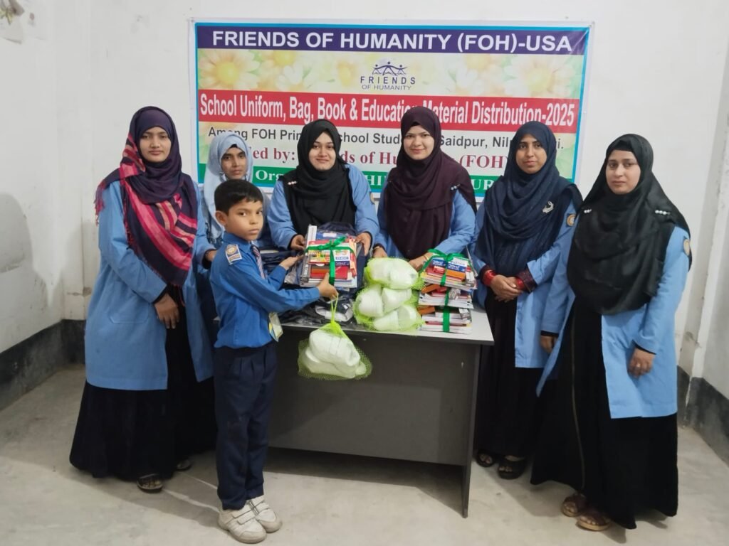 Uniforms, bags, books, and essential educational materials among the students of FOH Primary School in Rangpur - 2025