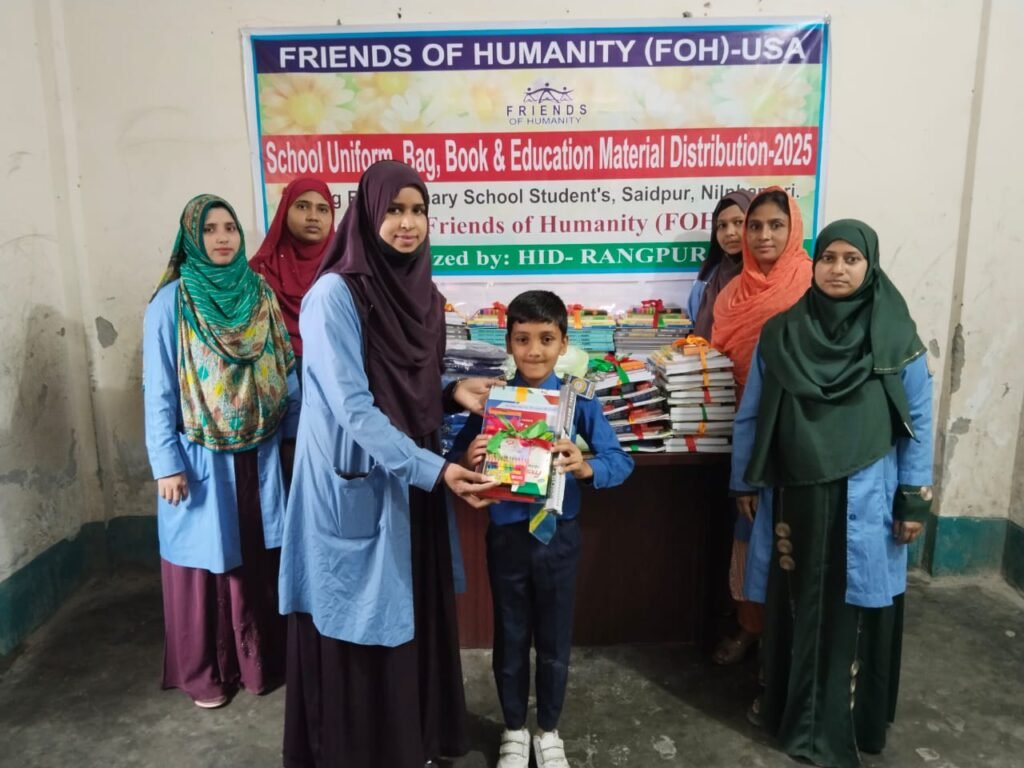 Uniforms, bags, books, and essential educational materials among the students of FOH Primary School in Rangpur - 2025