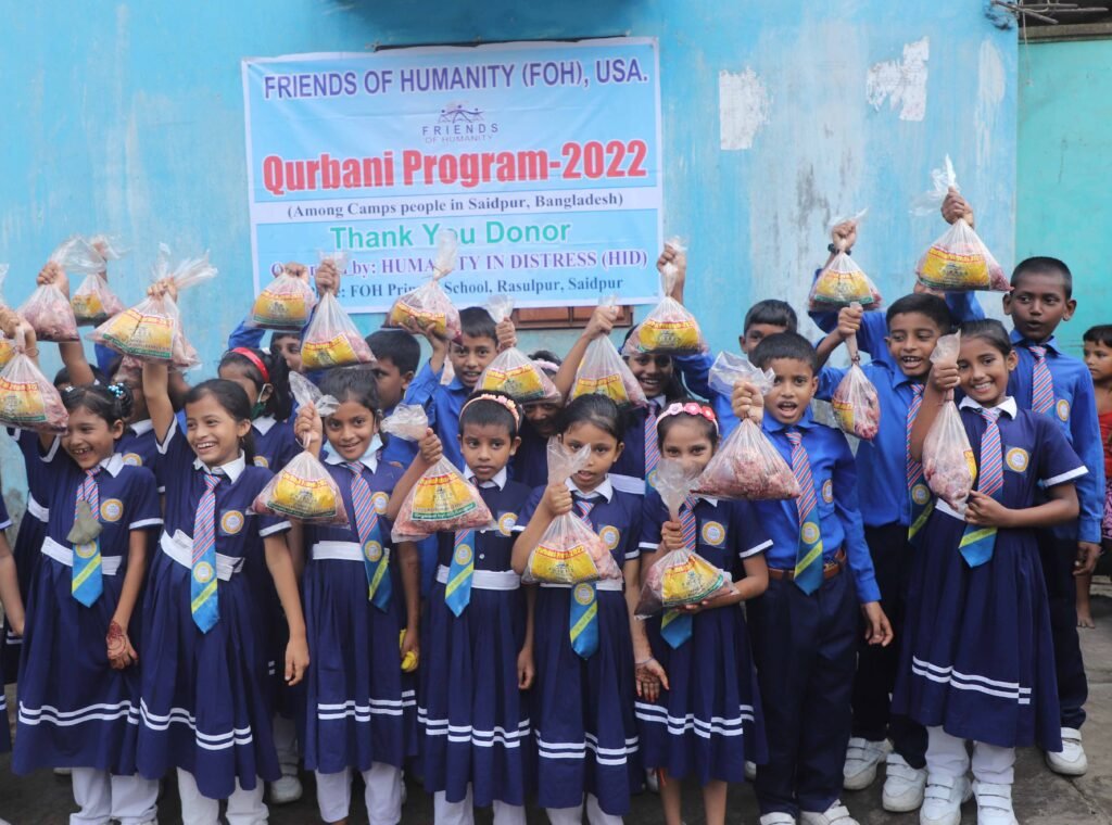 Meat is distributed among the FOH Primary School students through animal sacrifice.