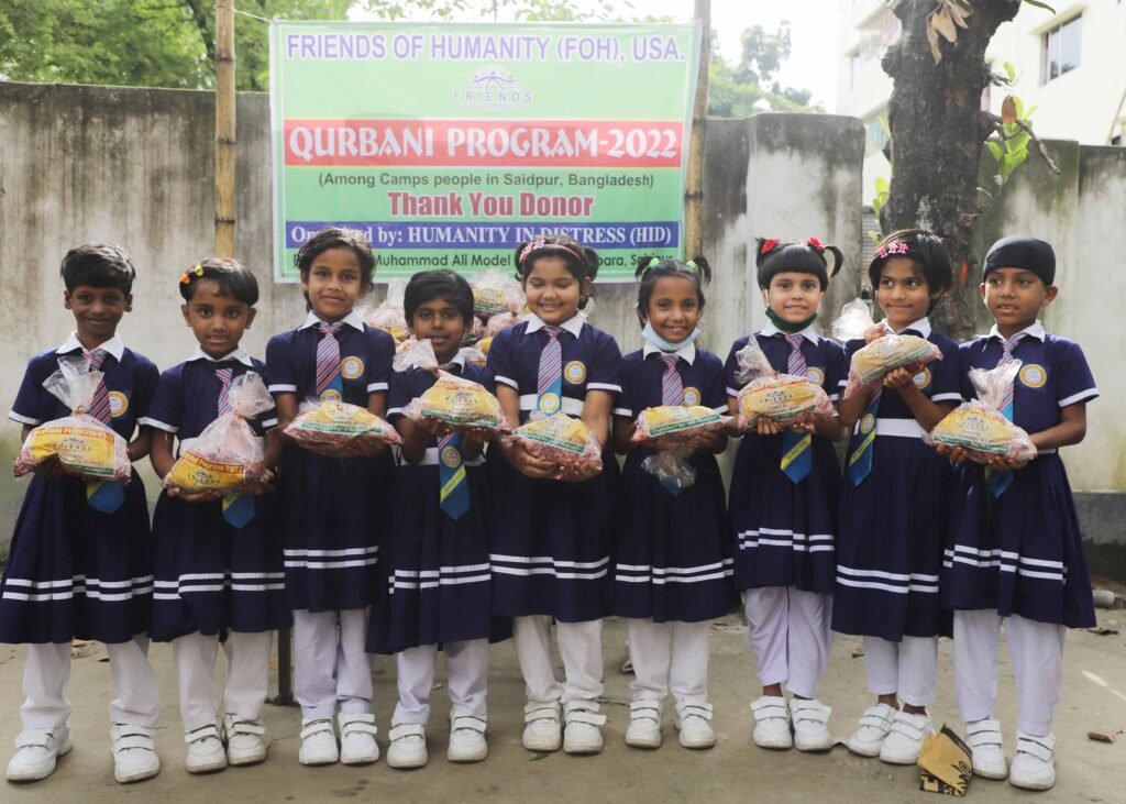 Meat is distributed among the FOH Primary School students through animal sacrifice.